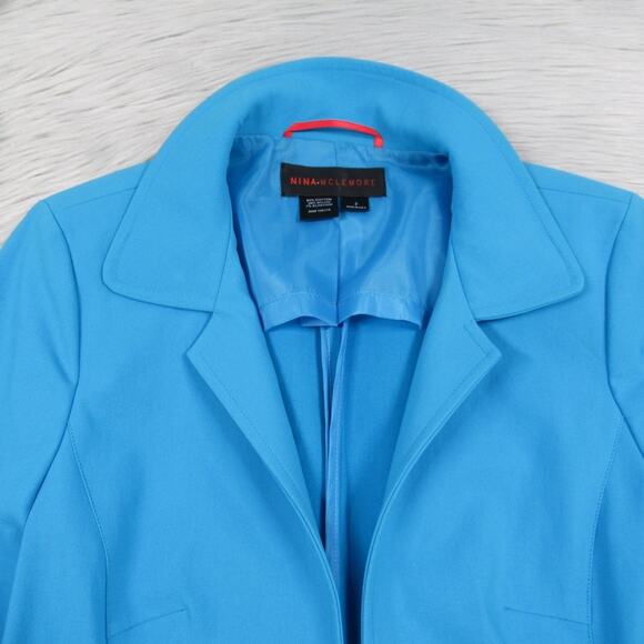 NINA MCLEMORE Turquoise Blue Blazer Open Front Jacket Women’s Size 2 - Picture 7 of 13